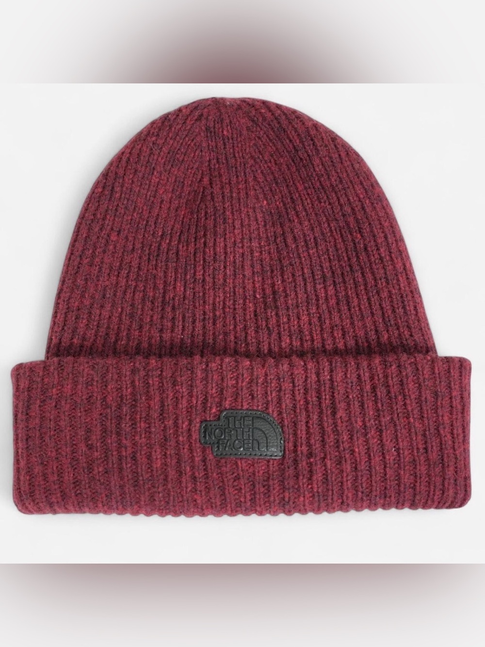 The North Face unisex Maroon Ribbed Cuff Beanie